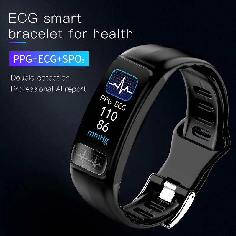 ECG PPG смарт-браслет здоровья спорт IP67 Водонепроницаемый сердечный ритм кровяное давление фитнес-трекер умный браслет для мужчин и женщин