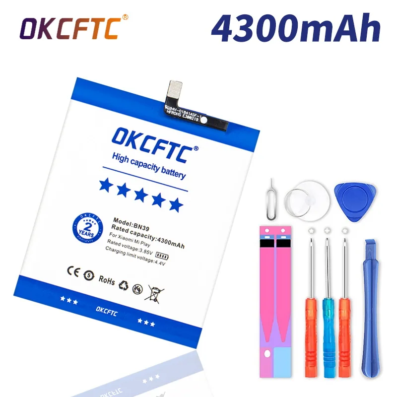 

Оригинальный запасной аккумулятор OKCFTC BN39 для Xiaomi Mi Play, аутентичный аккумулятор для телефона 4300 мАч