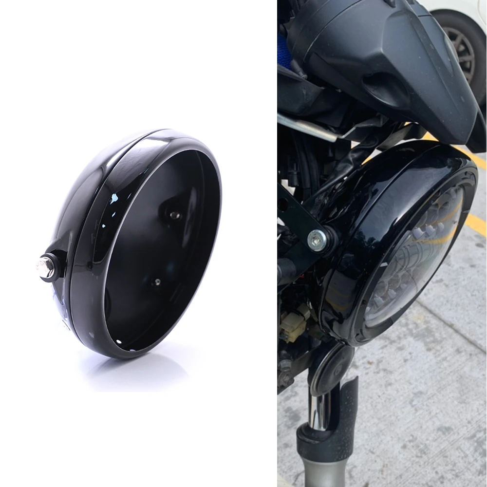 Motorcycle 7 inch LED Headlamp Housing Cover Outside Headlight Shell for Harley Cafe Racer Custom 7'' Lamp Bowl Metal Light Cap