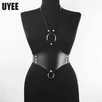 uyee gothic pu leather harness blet sexy body suspenders belt for women bondage adjustable belt for clubwear techwear straps