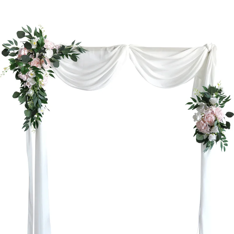 

3Pcs Artificial Wedding Arch Flowers Kit Wedding Arch Draping Fabric Flower Swag Garlands Floral Arrangement Backdrop Decoration