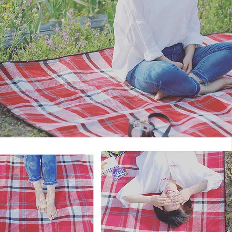 

Portable Plaid Outdoor Foldable Waterproof Picnic Mat Moistureproof Thicken Pad Soft Camping Travel Beach Grassland Blanket