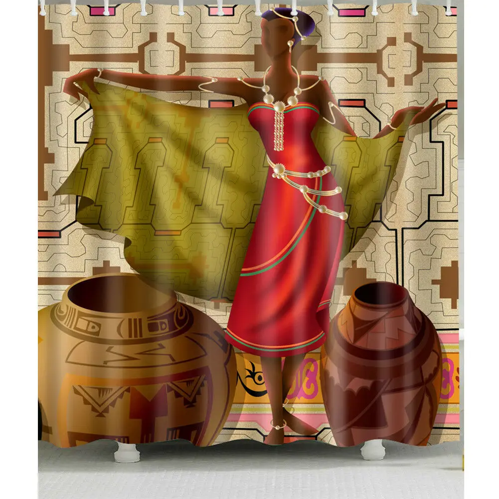 

Waterproof Lady-and-Jar Shower Curtain for Home and Bathroom