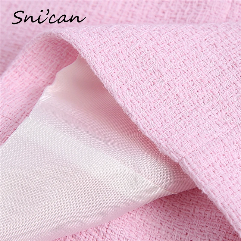 

Snican Solid Short Sleeve Tweed Jacket Coat Fashion Women Spring Office Ladies Uniform Crop Tops Chaquetas De Mujer 2021 Za New