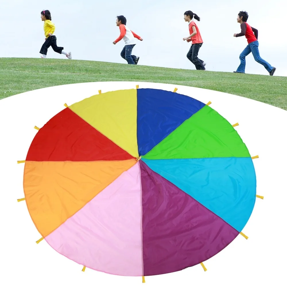 

2M/3M/3.6M Diameter Outdoor Rainbow Umbrella Parachute Toy Jump-Sack Ballute Play Teamwork Game Toy For Kids Gift Hot Sale