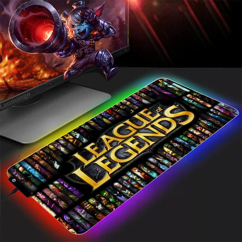 

RGB League of Legends Mousepad Gamer PC Carpet Computer Mouse Pad LOL Gaming Accessories Keyboard Desk Mat Large 900x400 Table