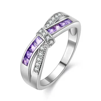 

New Style Jewelry European and American Rings Round Zircon Inlaid Diamond Purple Female Ring Jewelry FCR001