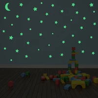 luminous moon stars polka dots wall sticker for kids children rooms art mural home decor glow in the dark peel stick wallpaper