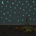 Светящаяся луна звезды в горошек Настенная Наклейка для детей Детская комната художественная роспись домашний декор Светящиеся в темноте обои