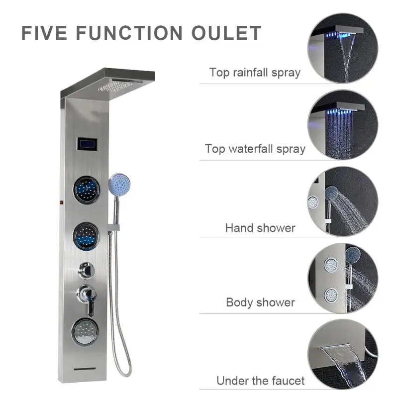 

Смеситель для душа HWC с ЖК-дисплеем, однорычажный кран для ванны, полка для хранения