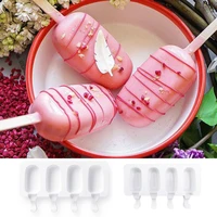 silicone ice cream mold freezer juice 4 cell hole ice lolly pop cube tray barrel maker mould sticks diy homemade popsicle form