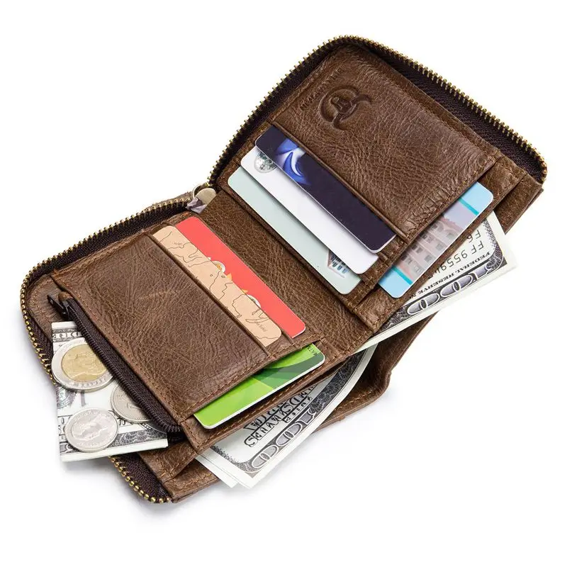 Мужской кошелек из бычьей коровьей кожи модный многофункциональный с карманом