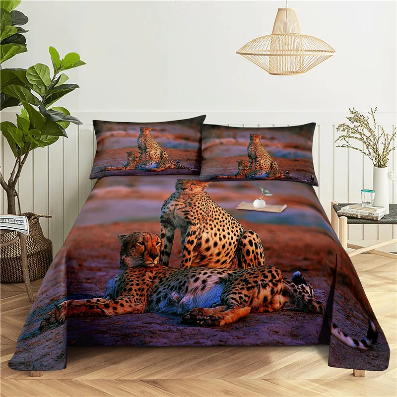 

Leopard 0.9/1.2/1.5/1.8/2.0m Digital Printing Polyester Bed Flat Sheet With Pillowcase Print Bedding Set