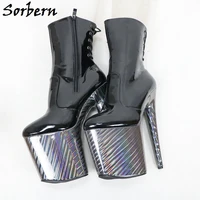 sorbern black pole dance boot women unisex stripper heels 8 inch high heels patent shoes fetish platform holo strips