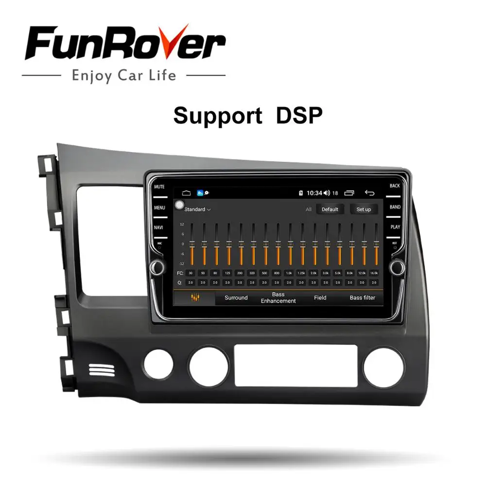 Funrover Android 9.0 Car DVD GPS Multimedia Player For Honda Civic 2006-2011 car dvd Navigation radio Video Audio dsp | Автомобили и