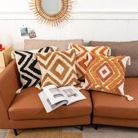brown beige throw pillows bohemian moroccan style tufted cushion cover 4545cm modern minimalist square pillowcase