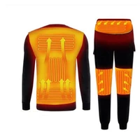 motorcycle winter heating underwear set powered ski wear usb electric heated fleece thermal long johns topspants