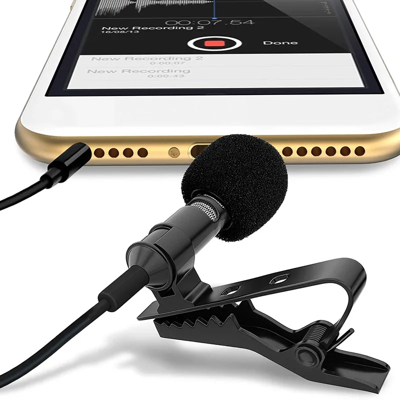 Портативный конденсаторный мини микрофон с креплением всенаправленный кабелем