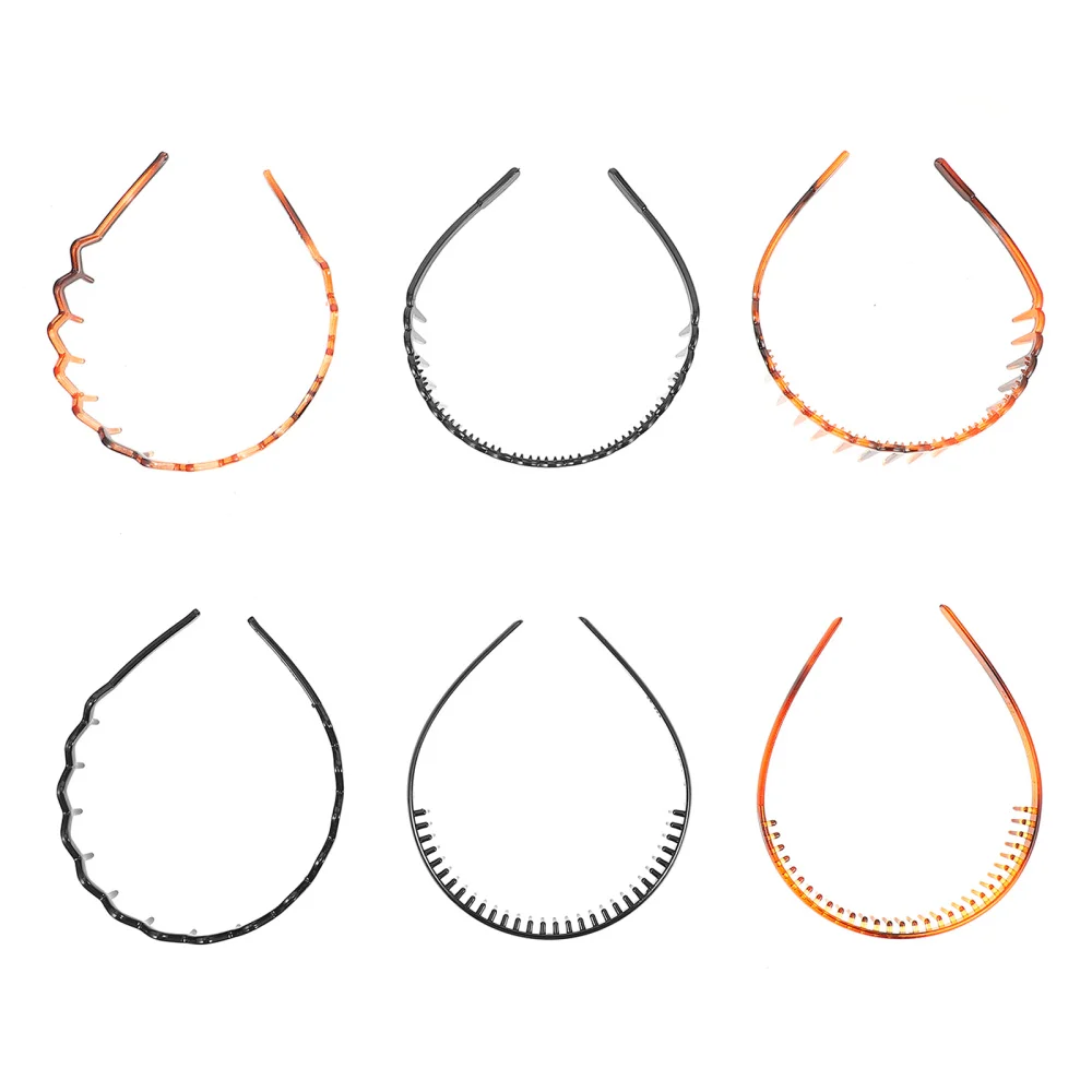 

6Pcs Elastic Wavy Toothed Hairband Hair Comb Headband for Men