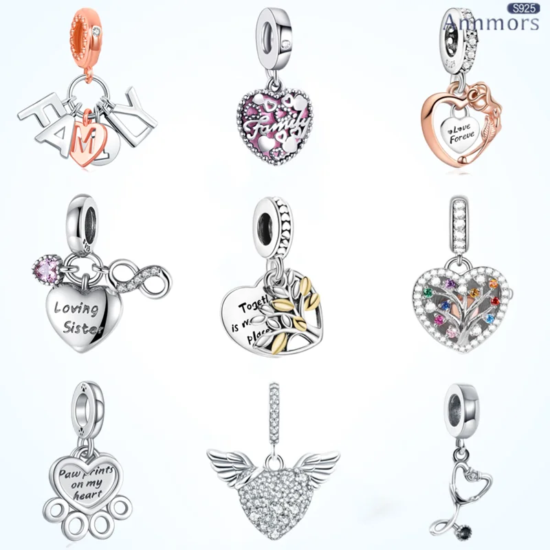 

Heart-shaped Tree of Life Charms Silver Plated Fits Pandora Original Bracelet Charms Mother's Day Christmas Woman Jewelry