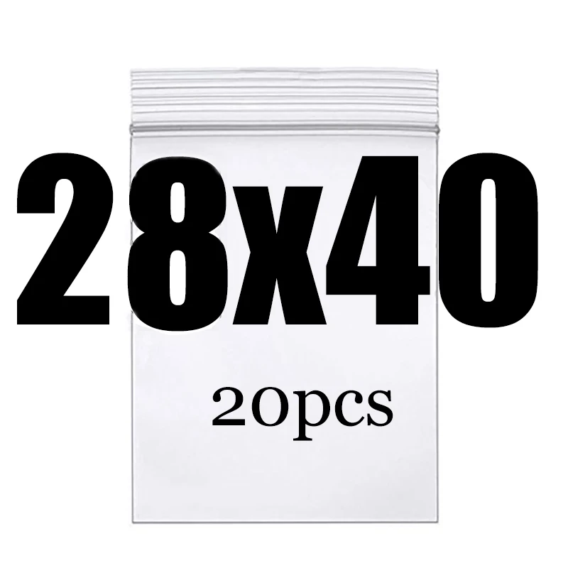 28x40CM 20PCS Высококлассные толстые прозрачные пакеты на молнии с застежкой-молнией, пищевая посылка, сумка для хранения, прозрачная пластиковая маленькая упаковочная полиэтиленовая сумка на молнии - Цвет: 28x40CM 20PCS