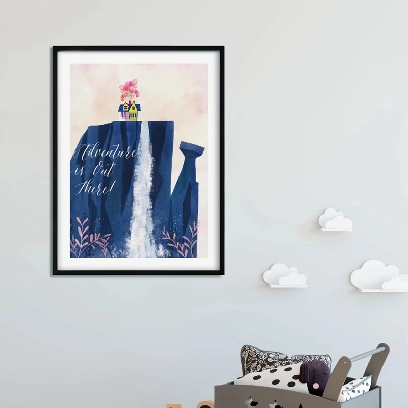 

Мультяшный воздушный шар Летающий дом холст печать плакат Холст Картина Акварельная пленка Приключения Картина Декор детской комнаты