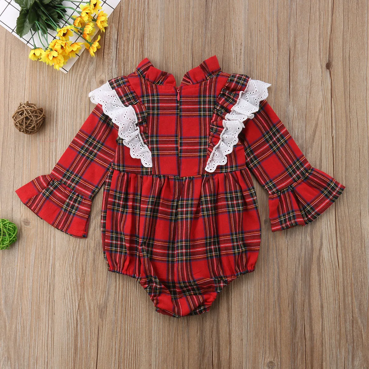 Боди клетчатое кружевное для новорожденных девочек на возраст 0-24 месяца | Мать и
