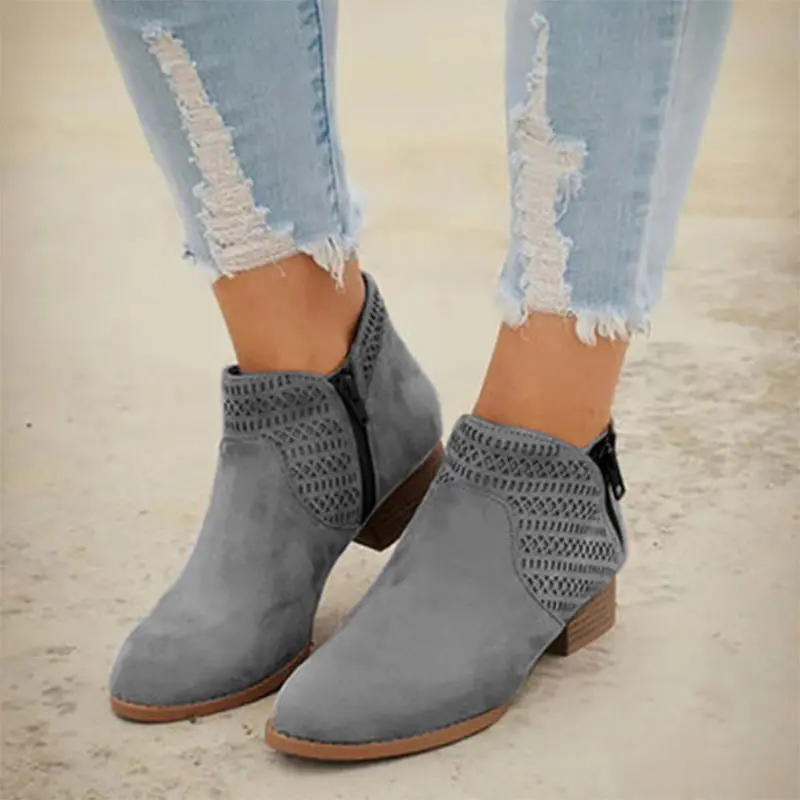 

Women's Square Heel Ankle Boots Zipper Ankle Boots XL 43 Shoes 2021 Martin Boots Casual New Style Winter Shoes Women