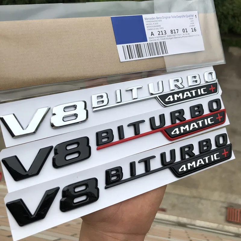 2 шт. = 1 пара 5 видов цветов ABS V8BITURBO 4matic + эмблема автомобиля задний багажник знак