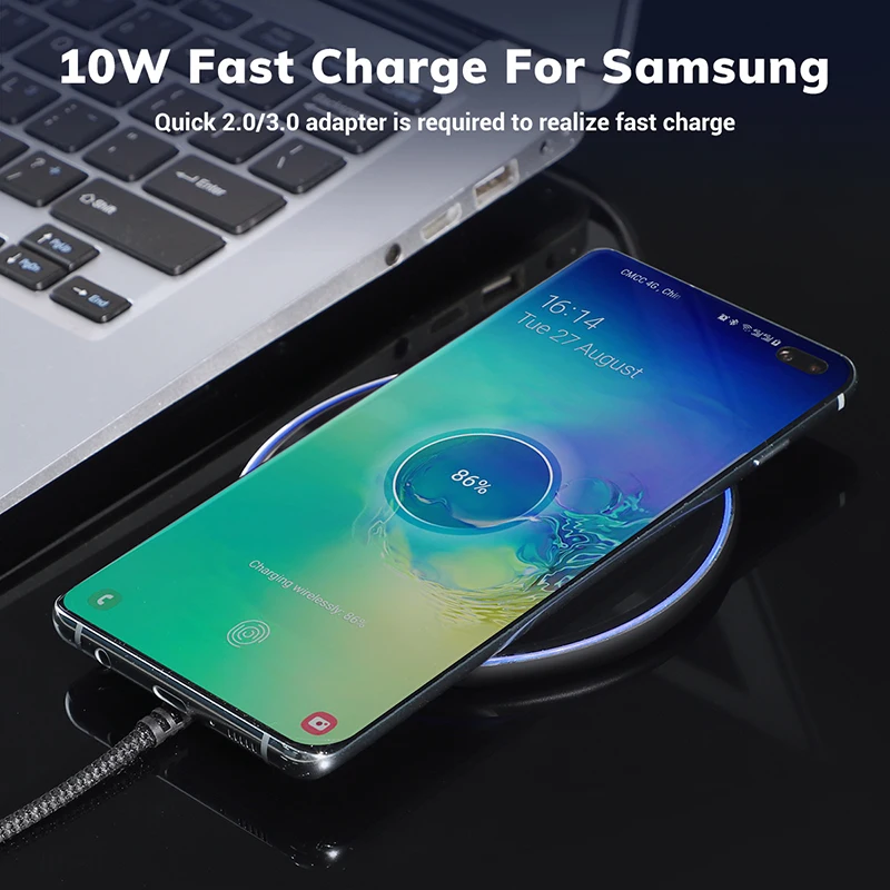 TOPK светодиодный 10 Вт Беспроводное зарядное устройство для Xiaomi Mi 9 samsung S10 S9
