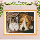 Вышивка крестиком с рисунком собаки и кота 11CT 14CT, Набор для вышивки крестиком животных, наборы для вышивки крестиком, рукоделие