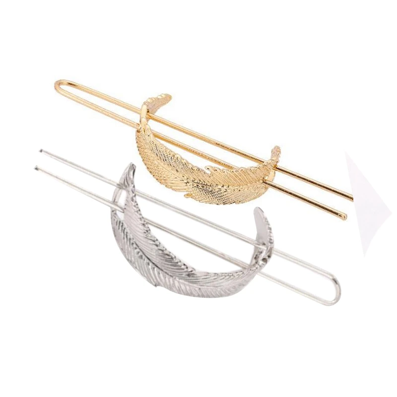 

Hot kf-Metal Hair Clips, Gold Hair Pins Silver Hair Hollow Hairpin with Pitted Curled Leaves for Personality Hair Accessories