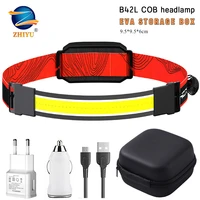 b42l led headlamp built in battery usb rechargeable waterproof headlight white red lighting for camping cycling and running