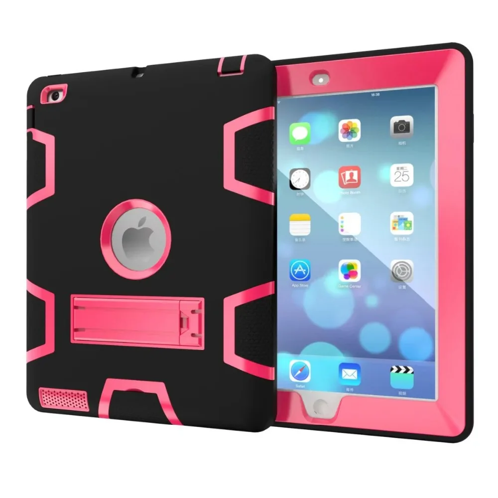 Противоударный сверхпрочный чехол для iPad 2/3/4 Гибридный армированный PC резиновый силиконовый чехол с подставкой для iPad 4 3 2 чехол противоударный