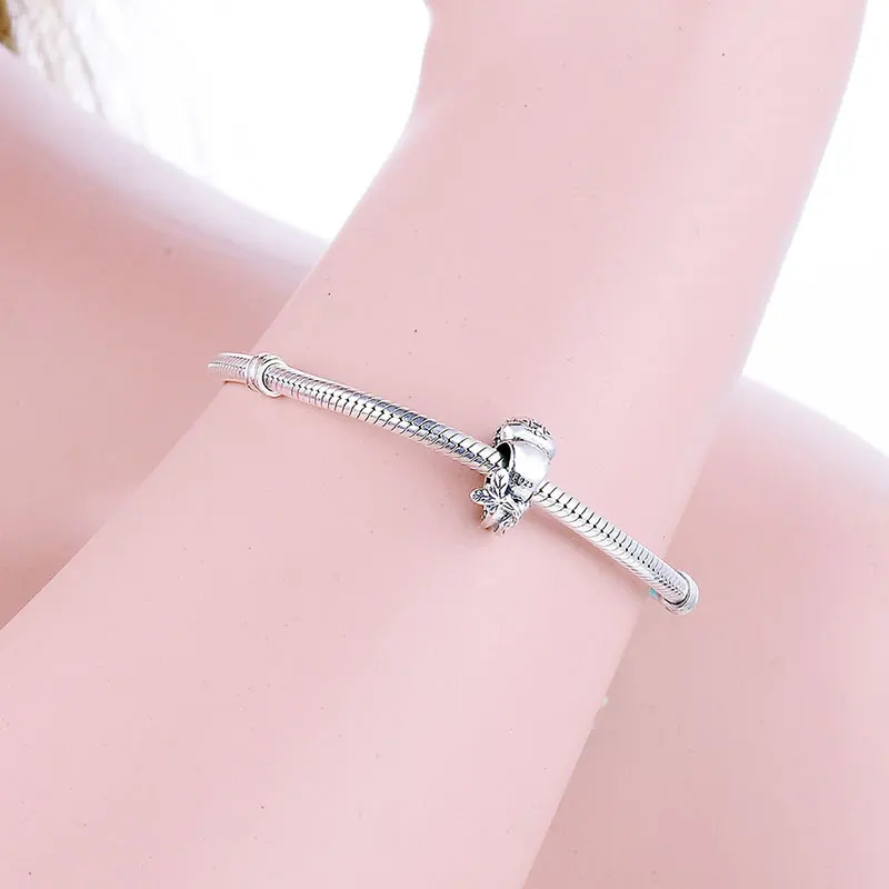 925 стерлингового серебра Белоснежка птица циркония Бисера Подходит оригинальный