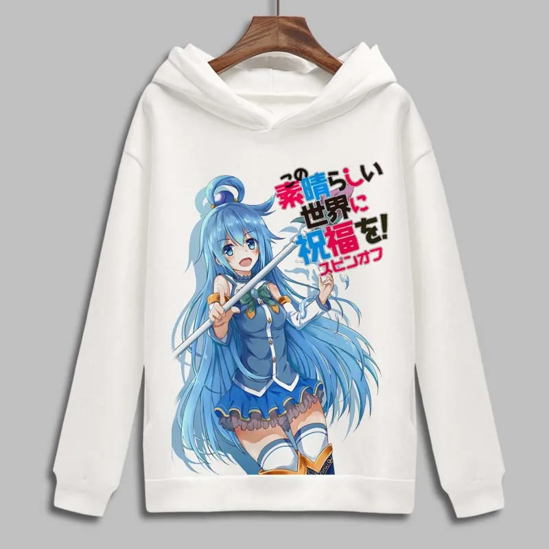 KonoSuba: Благословение божества в этом прекрасном мире! Худи косплея Аква и Мегумин из Харадзюку из флиса с воротником, свитшот.