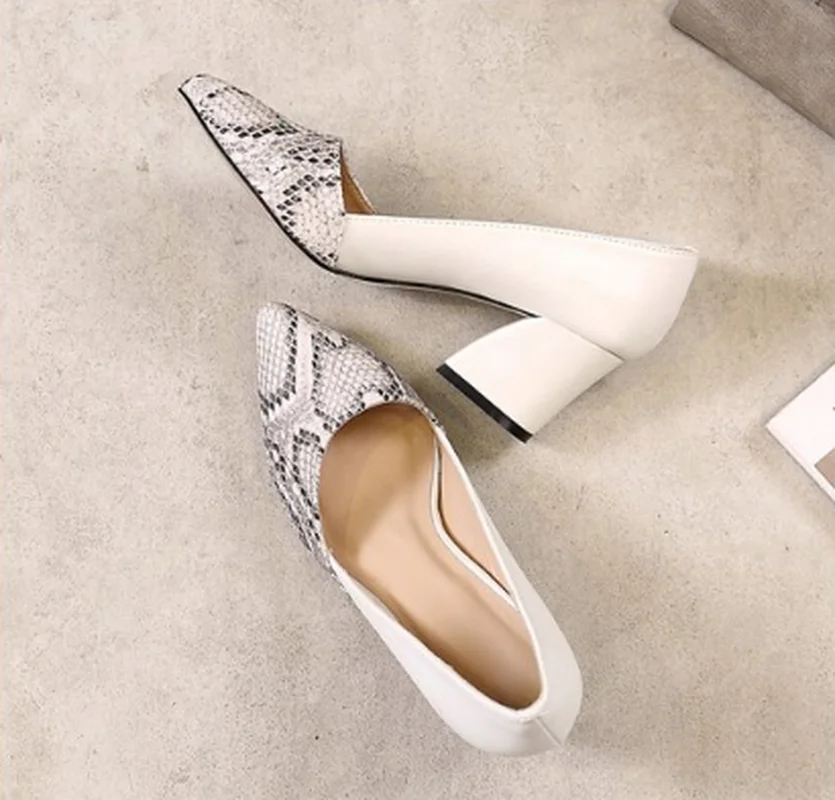 2020New Snakeskin Pointed Toe Shallow Women's Shoes Fashion Summer Outdoor Wedding Party Roman Style High Heels Zapatos De Mujer | Обувь