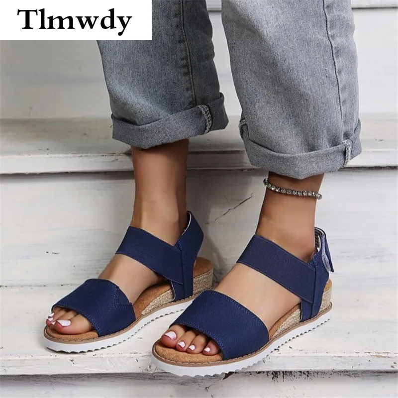 

2021 New Women's Shoes Summer Roman Women's Shoes Open-toed Wedges Soft Bottom Breathable Sandals Casual Beach Women's Shoes
