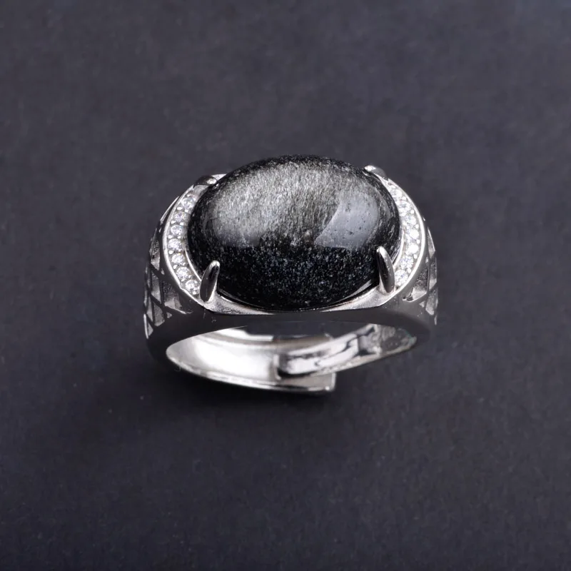 Мужские и женские кольца с обсидианом CSJ ювелирные украшения из серебра 925 пробы