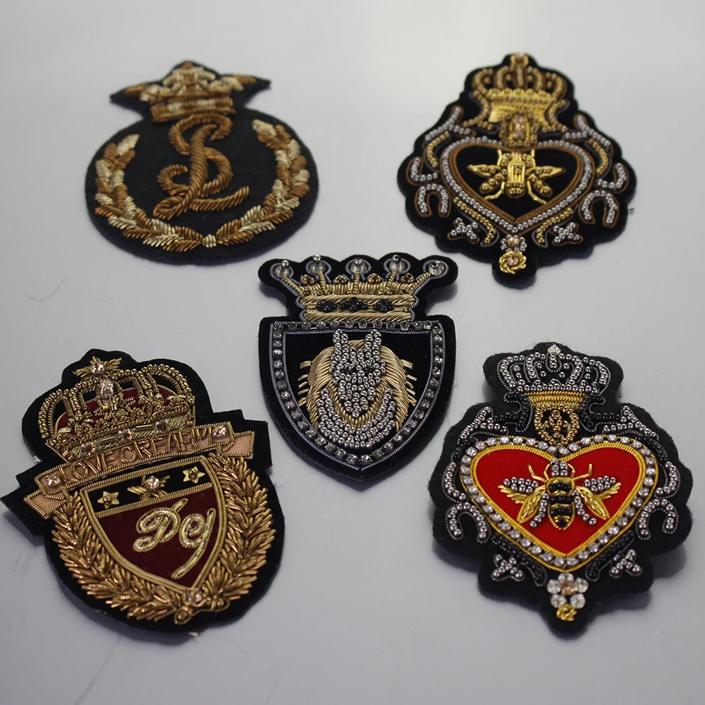 Новая индийская шелковая вышитая брошь Crown Bee Аппликация из бисера винтажные