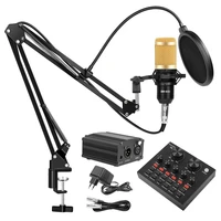 professional bm800 condenser microphone microfone for phone pc vocal record microphone mic kit karaoke mic holder sound card