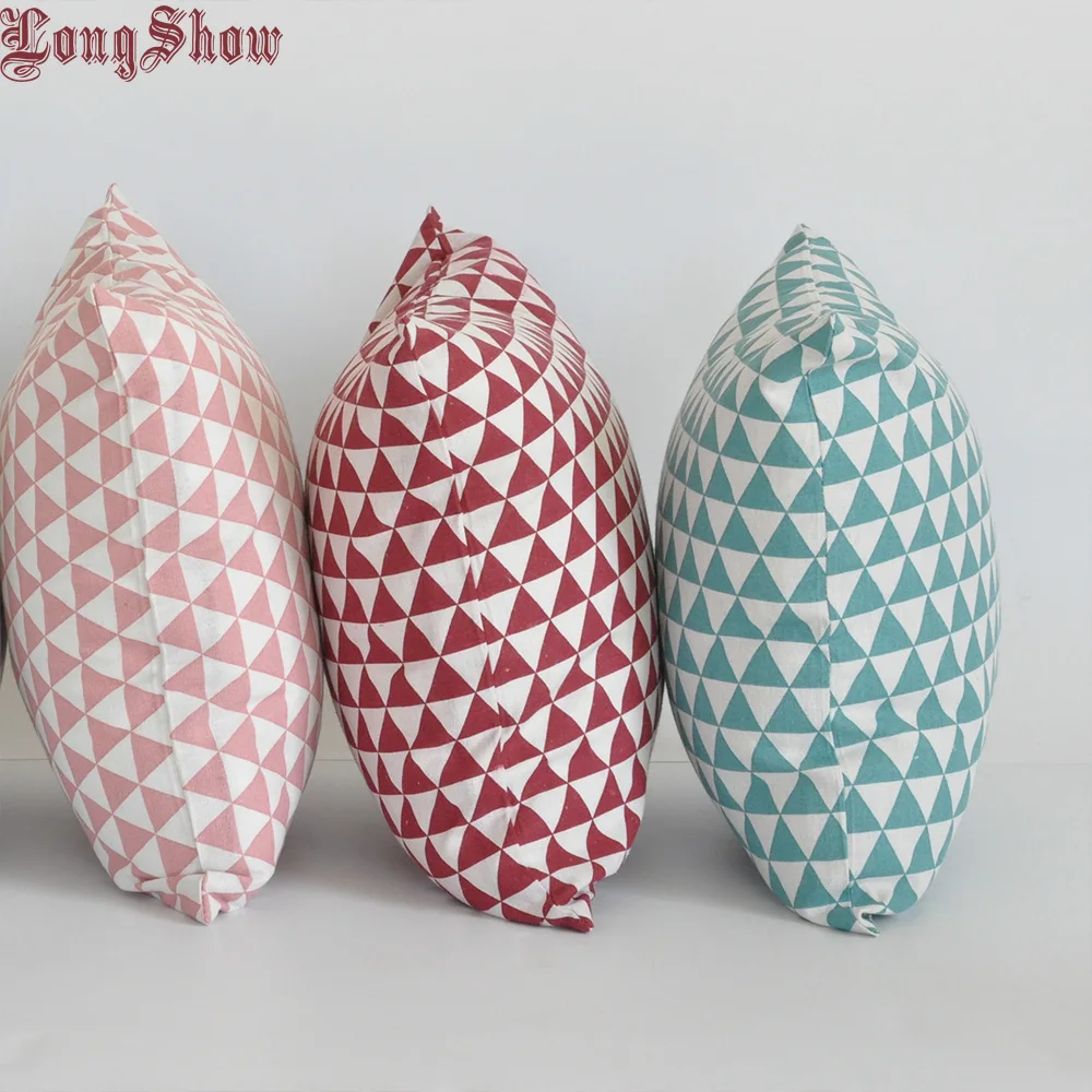 Home Decorative Cute Red Colour Geometric Printing Cotton Linen Pillow Case Cover | Дом и сад