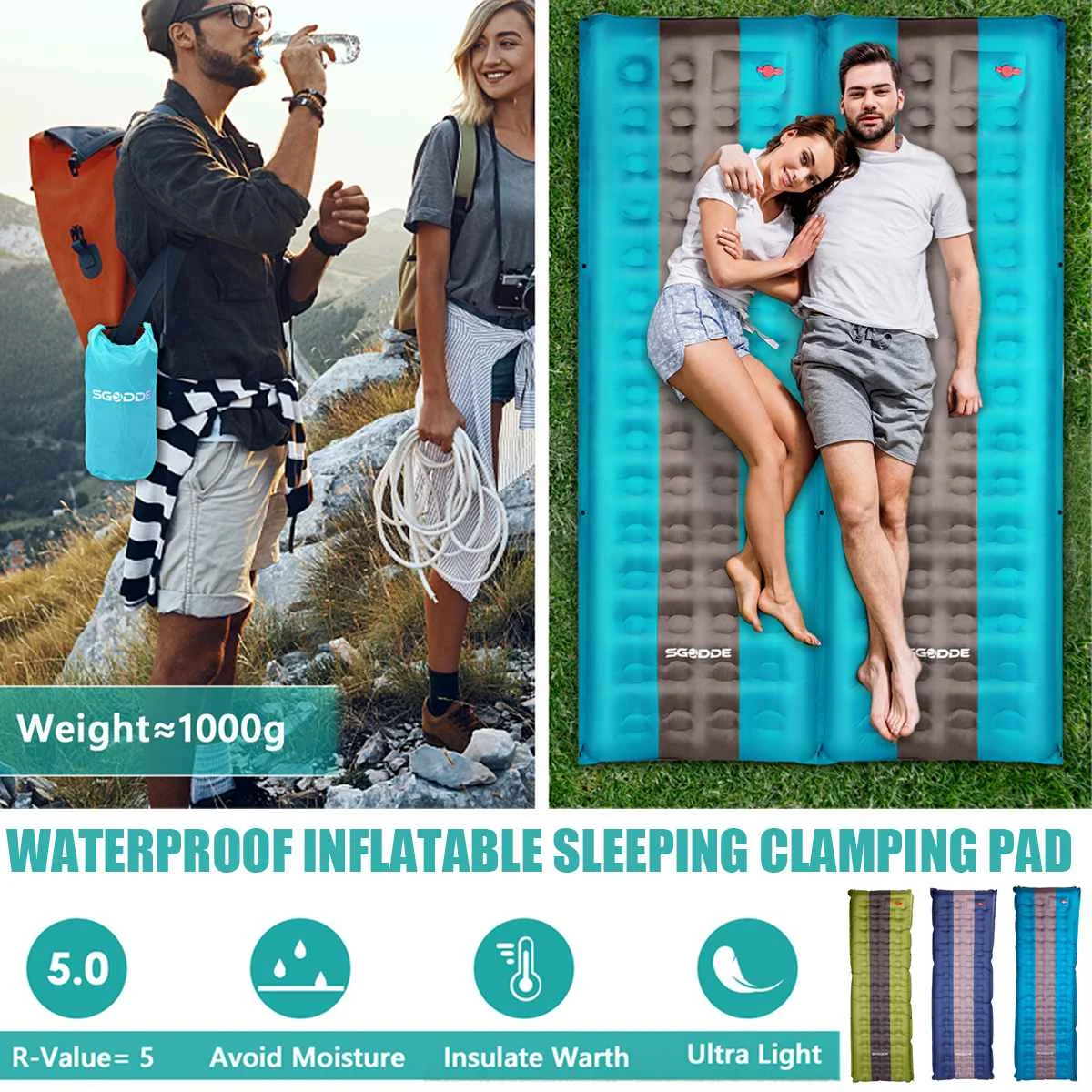 

SGODDE 80D Naturehike Inflatable Mattress Ultralight Waterproof Compact Air Mat Single Sleeping Pad Travel Portable Folding Bed