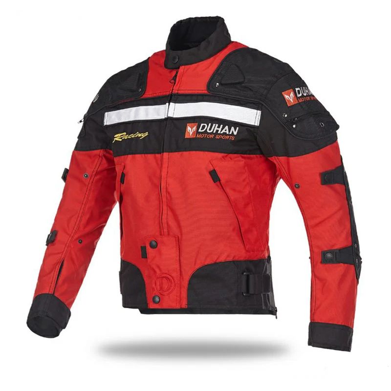Red jacket DUHAN мотоциклетная куртка для верховой езды ветрозащитная мотоциклетная Защитная Экипировка для всего тела осенне-зимняя мотоциклетная одежда - Цвет: Red jacket