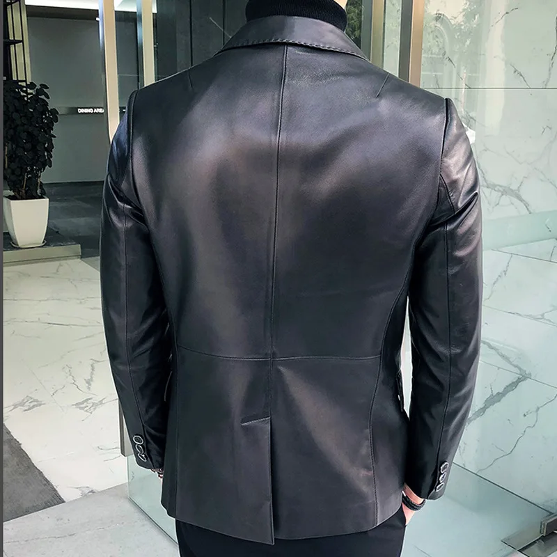 

and the leather leather coat male 2020 new fashion coat of cultivate morality suit collar men's clothing in winter