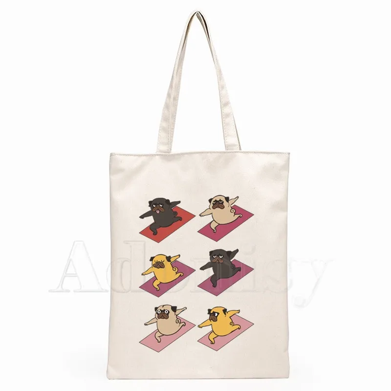 Женские сумки для йоги мопса тканевая сумка тоут шоппинга путешествий женские