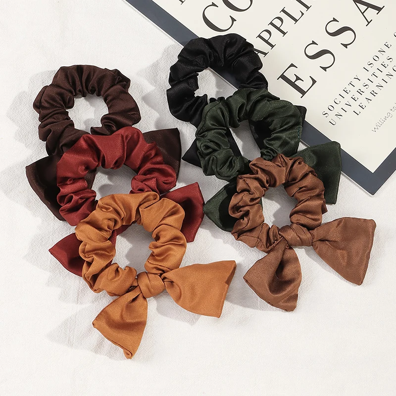 

Female Temperament Hair Tie Solid Color Simple All-match Elegant Large Intestine Hair Ring Headdress Folded Hair Ring