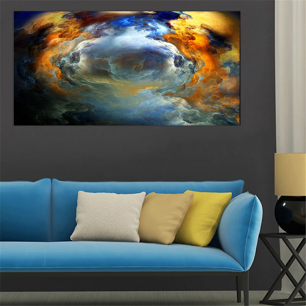 

vintage room decor Blue Cloud Print Canvas Wall painting Abstract Poster Wall Art Picture For Living Room painting No Frame