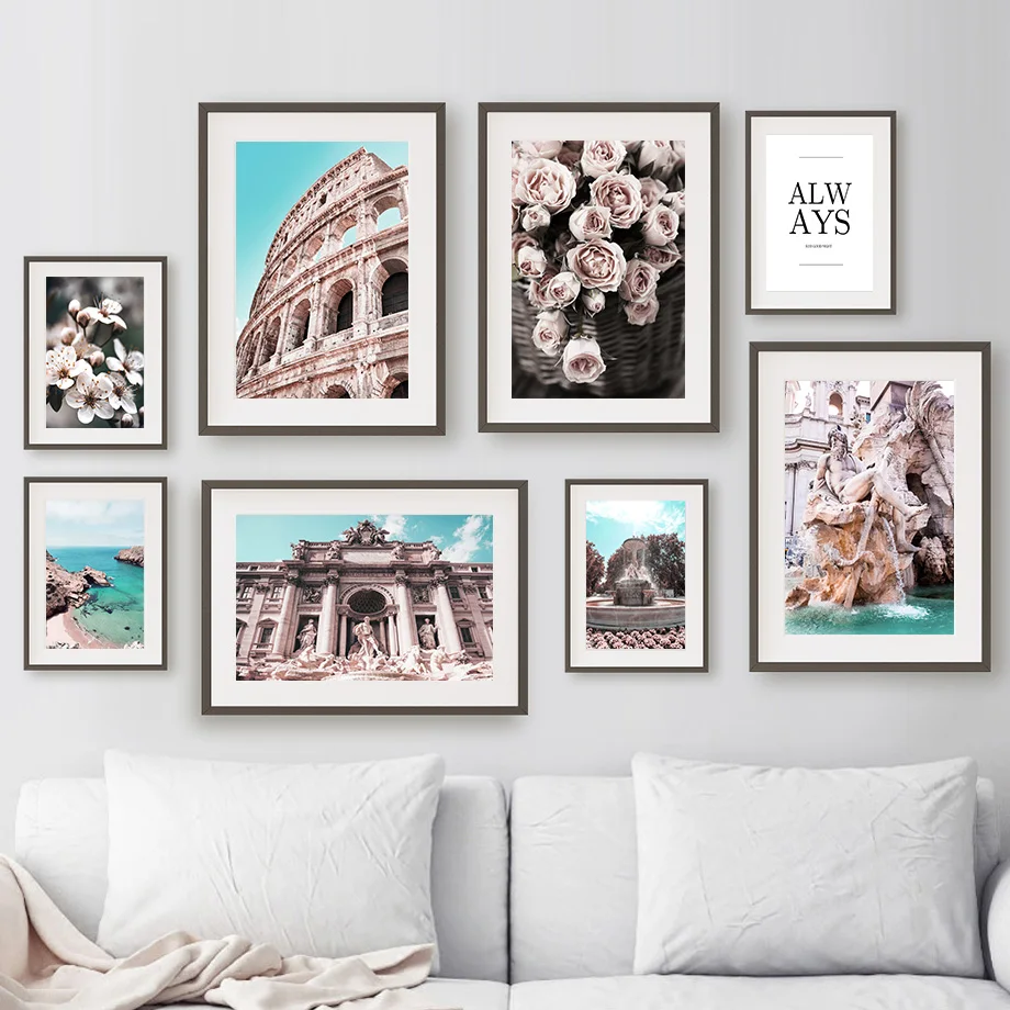 

Wall Art Canvas Painting Colosseum Amalfi Coast Rose Flower Quote Nordic Posters And Prints Wall Pictures For Living Room Decor