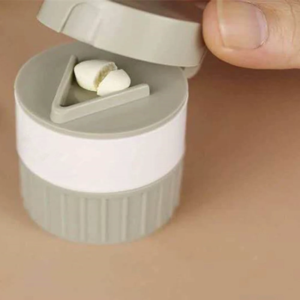 

4 In 1 Portable Pill Case Medicine Splitter Powder Home Grinder Pill Cutter Medicine Box Storage Remind For Elder High Quality